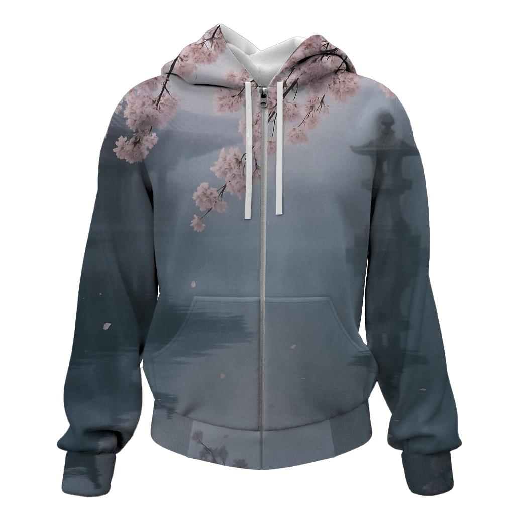 Cherry Blossoms Reflected In Temple Pond hoodie trends