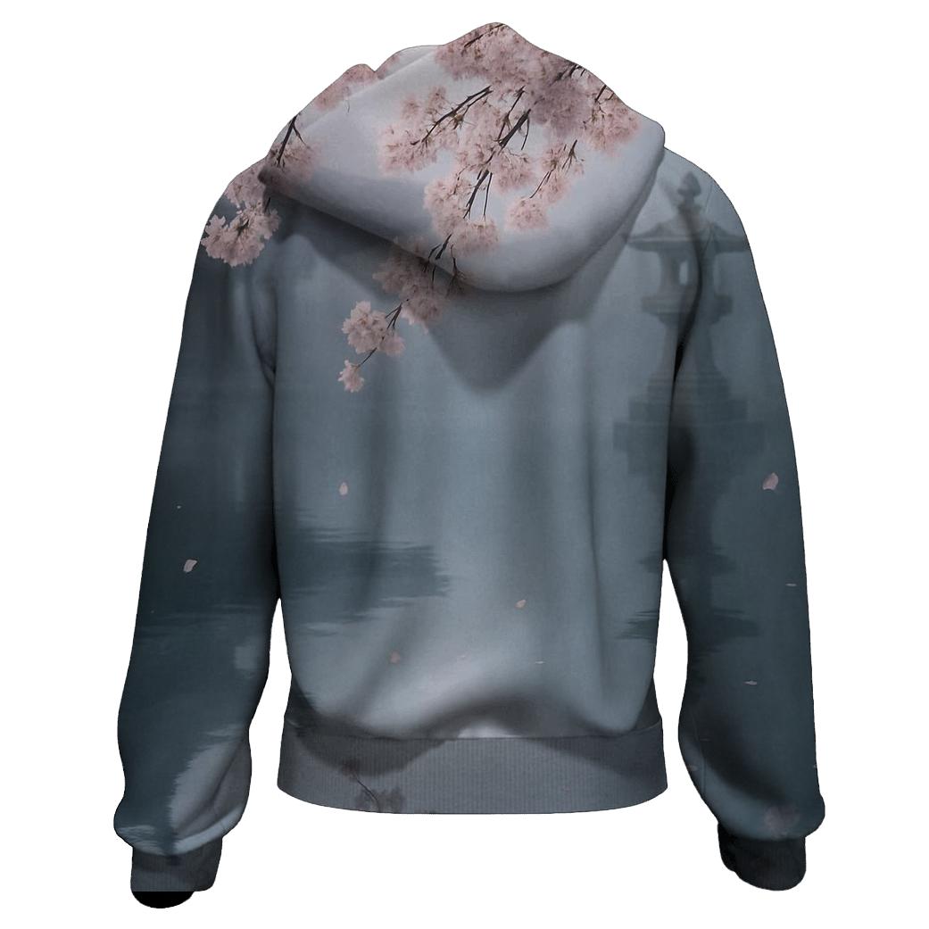 Cherry Blossoms Reflected In Temple Pond hoodie trends