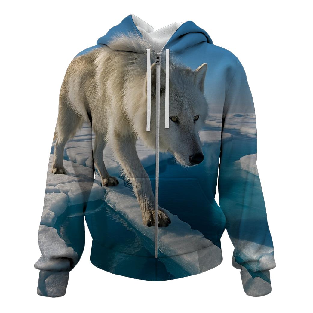 Arctic Wolf Crossing Blue Melt Pool lightweight hoodies