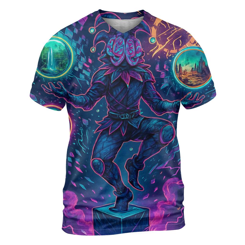 Neon Jester Of Broken Dimensions creative print fashion shirts