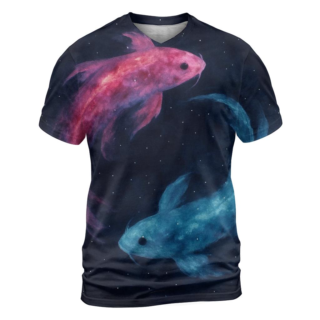 Nebula Ink Koi Flow vibrant all-over design tees
