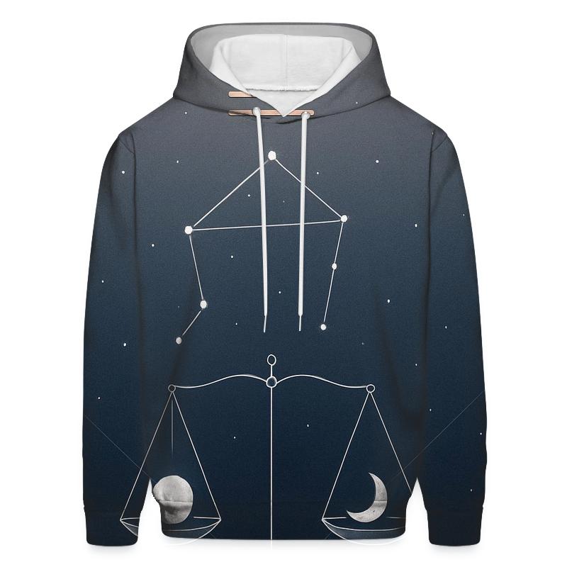 Libra Crescent Scales Alignment printed hoodies