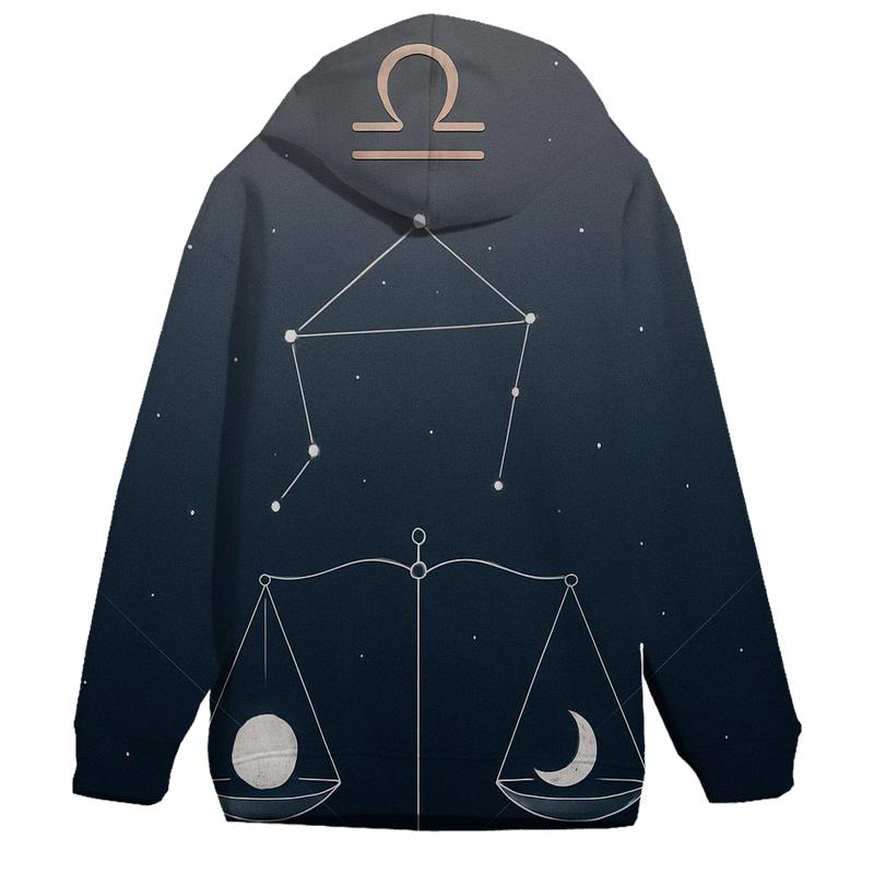 Libra Crescent Scales Alignment printed hoodies