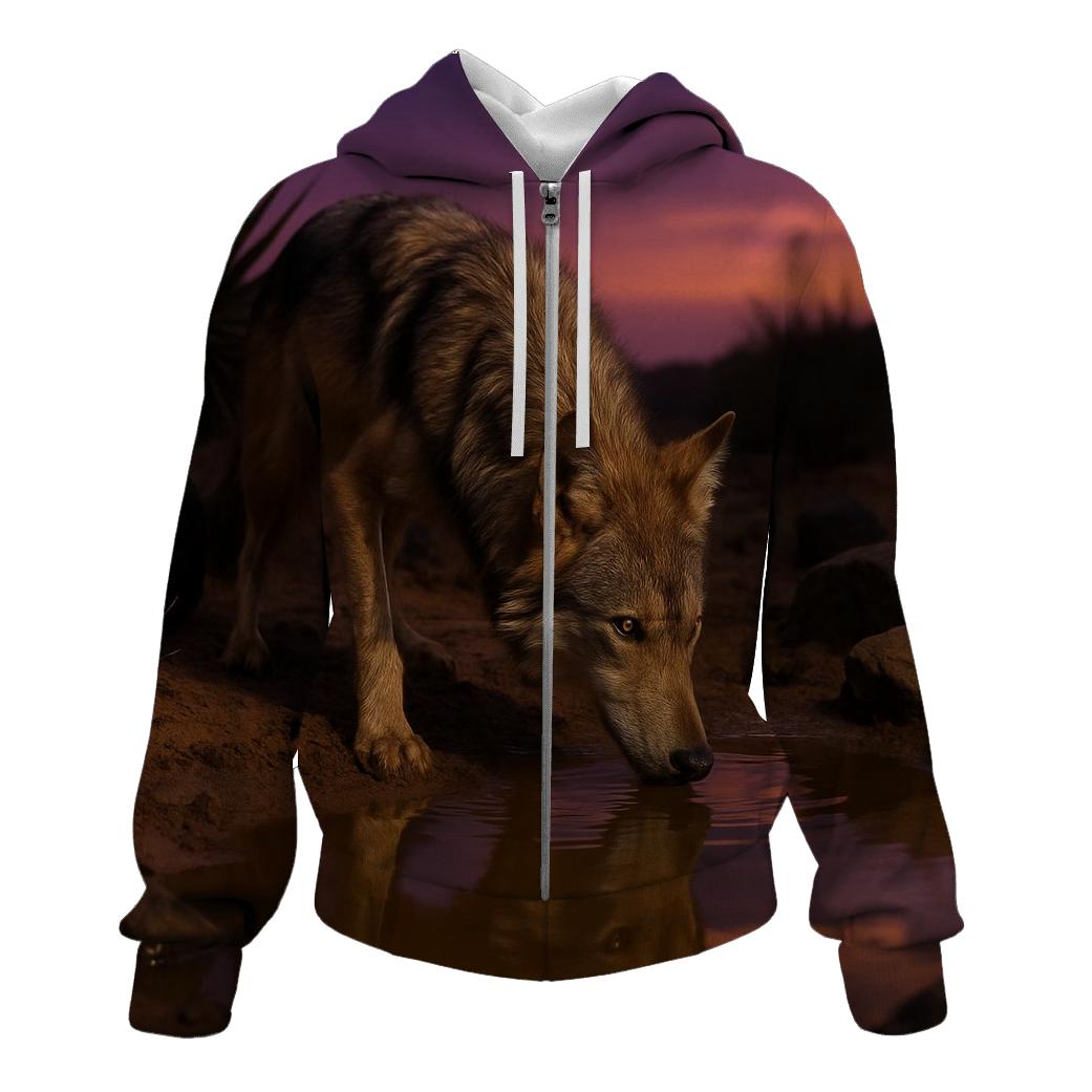 Mexican Wolf At Desert Water Hole hoodie styles
