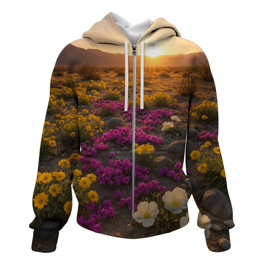 Desert Wildflowers After Rare Rain zip-up hoodies