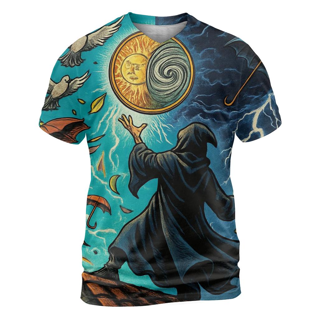 The Coin Flipping Weather Wizard trendy printed shirt styles