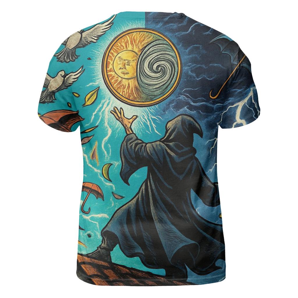 The Coin Flipping Weather Wizard trendy printed shirt styles