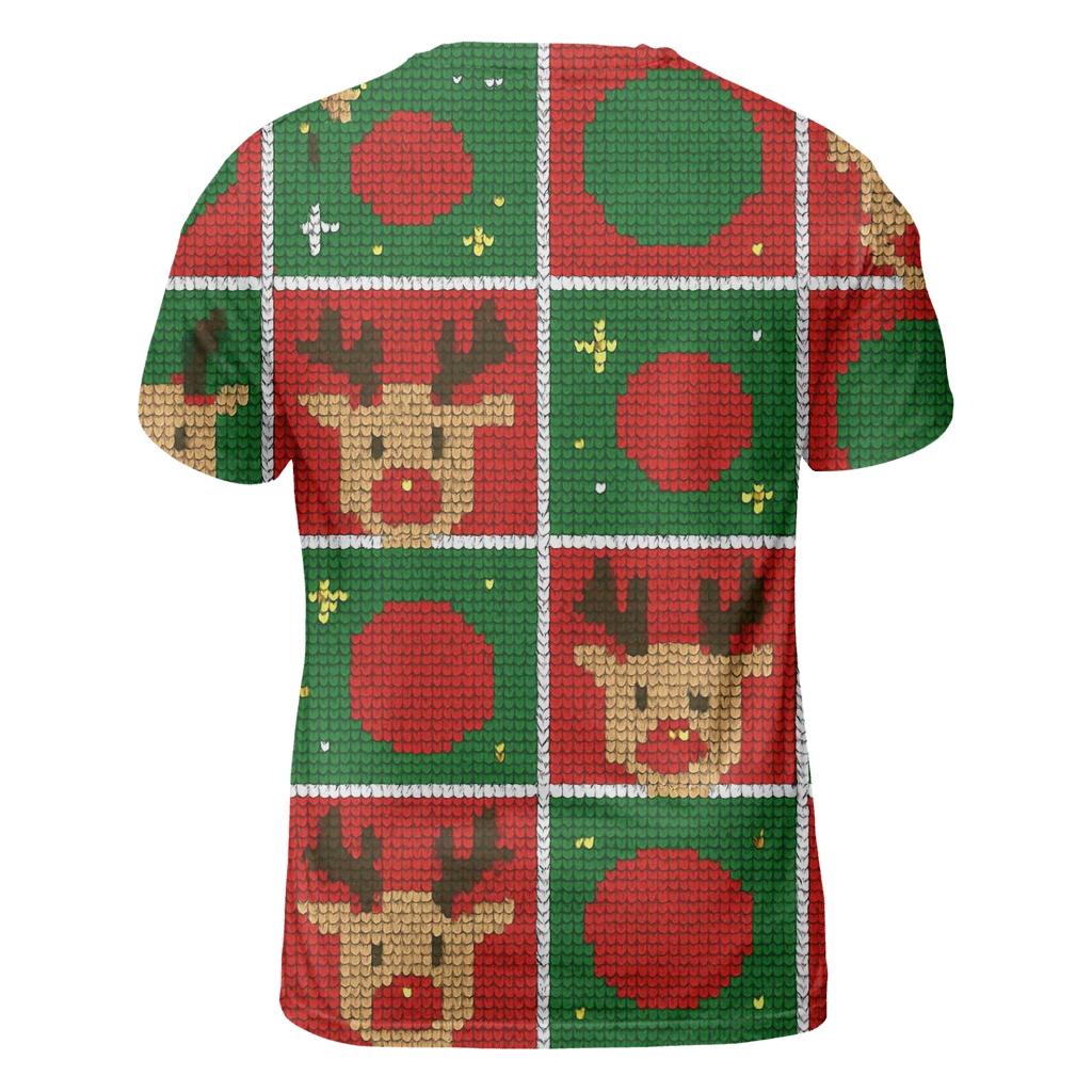 Reindeer Polka Parade Grid vibrant all-over design tees