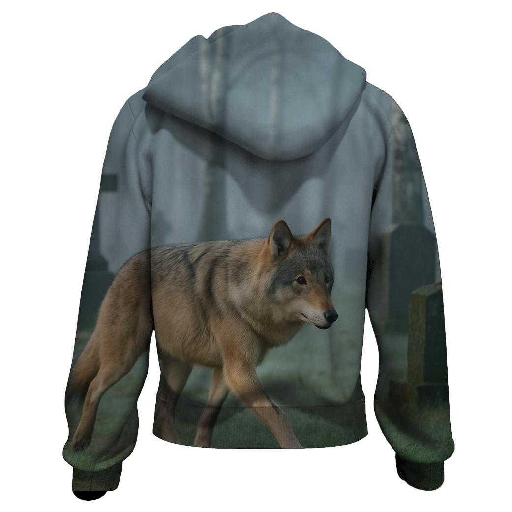 Eurasian Wolf Trotting Through Birch Cemetery custom hoodies