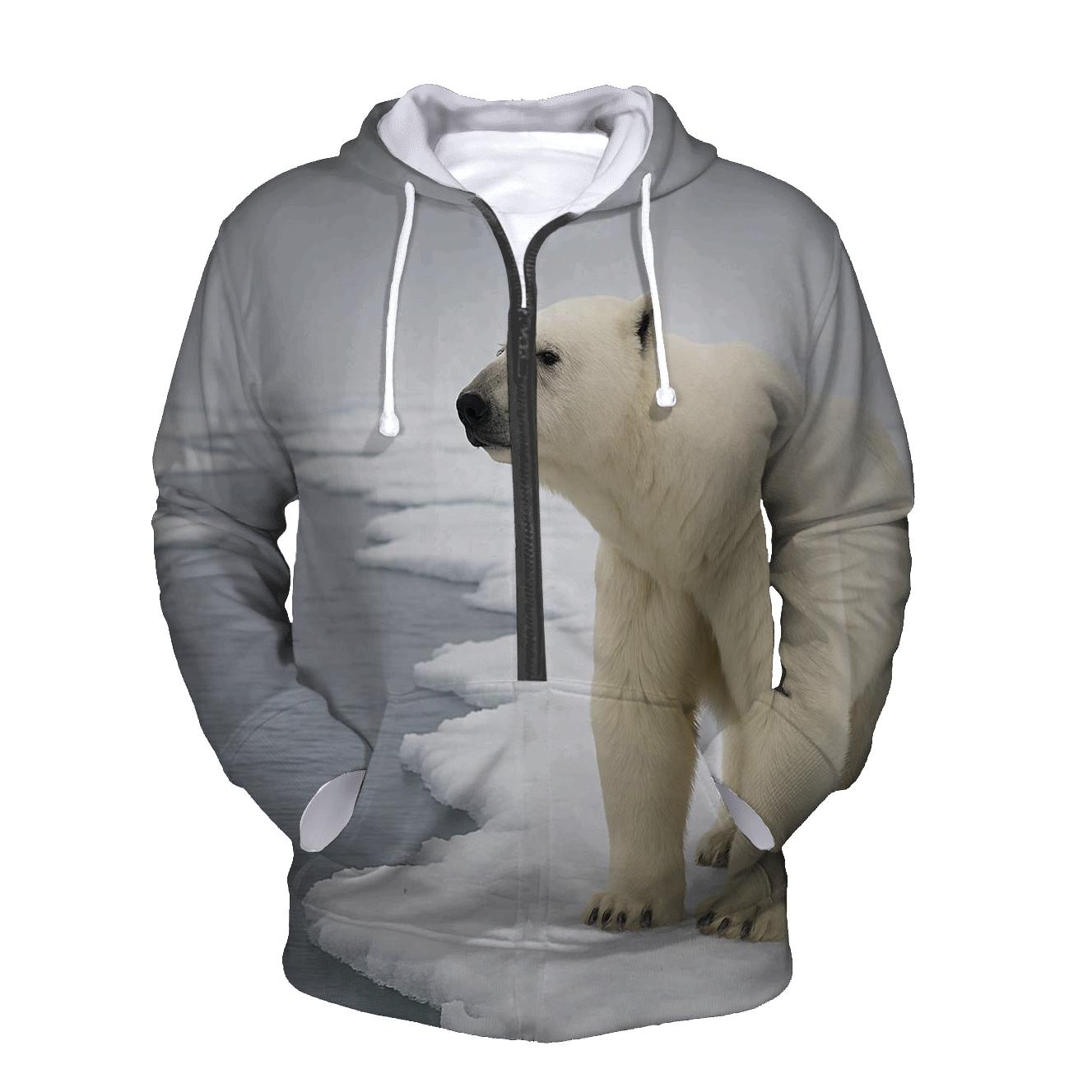 Ice Edge Vigil Polar Bear embroidered hoodies