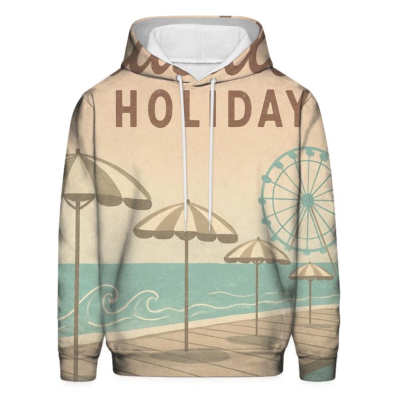 Vintage Beach Boardwalk Advertisement lightweight hoodies
