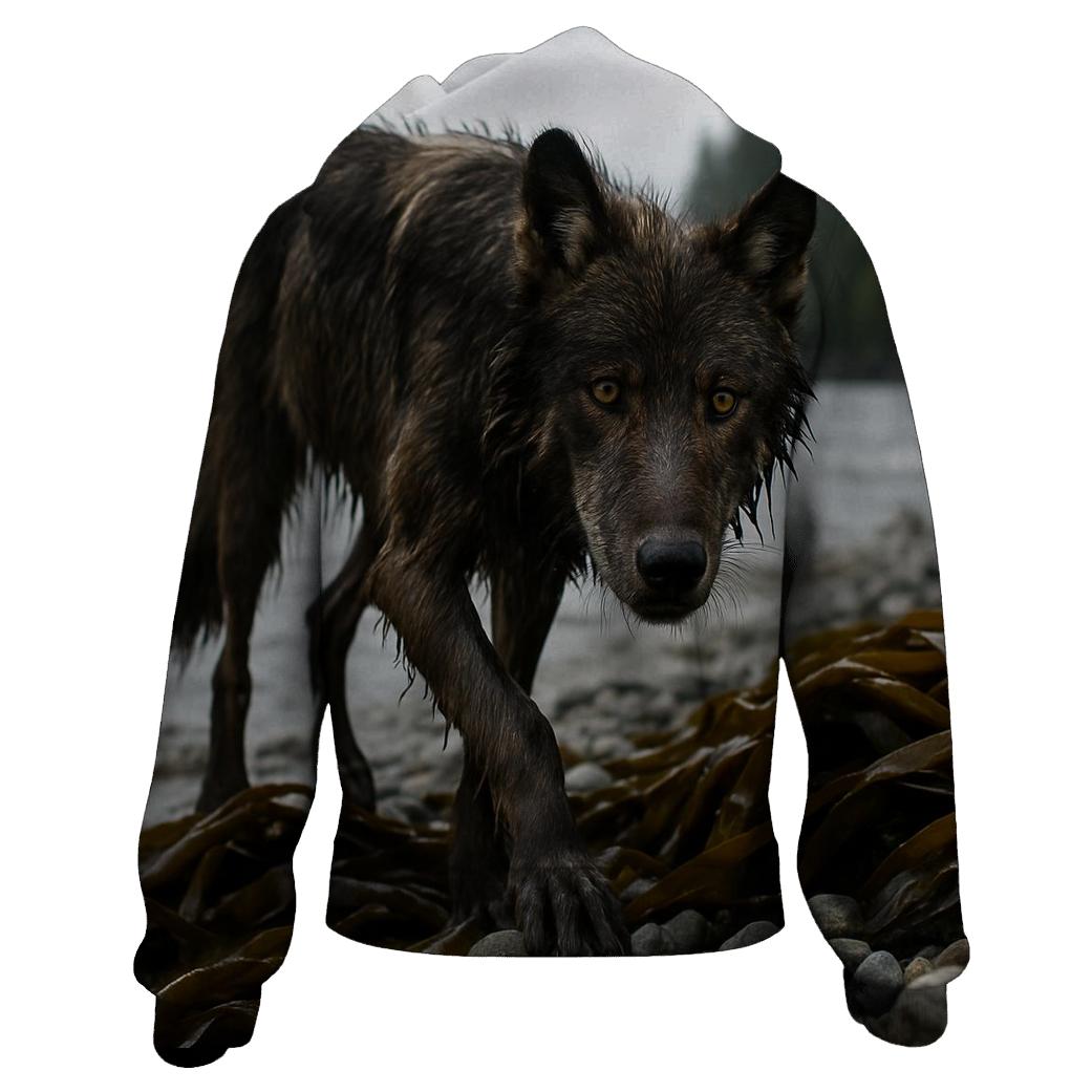 Coastal Wolf Emerging From Kelp Forest designer hoodies