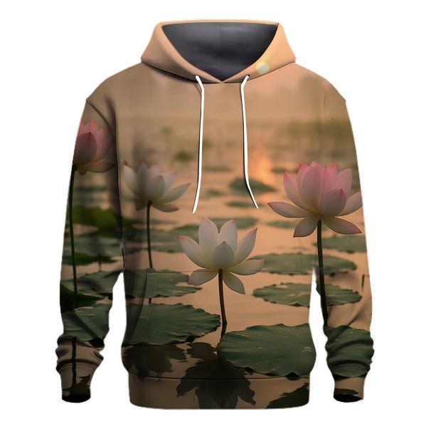 Dawn Mist Over Lotus Wetland heavyweight hoodies