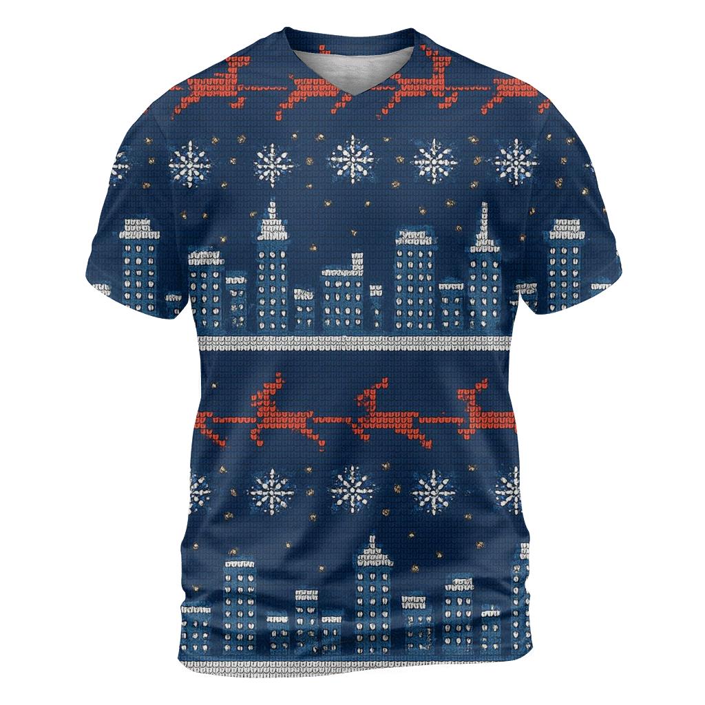 Midnight Sleigh Skyline Stripes unique graphic print tees