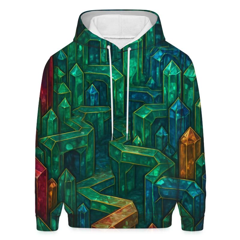 Jewel Tone Crystal Labyrinth printed hoodies