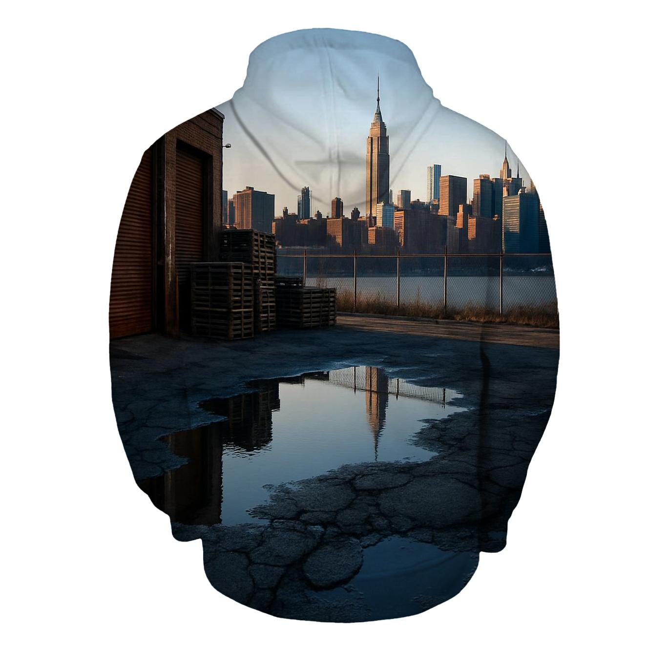 Brooklyn Industrial Waterfront And Midtown Silhouette graphic hoodies