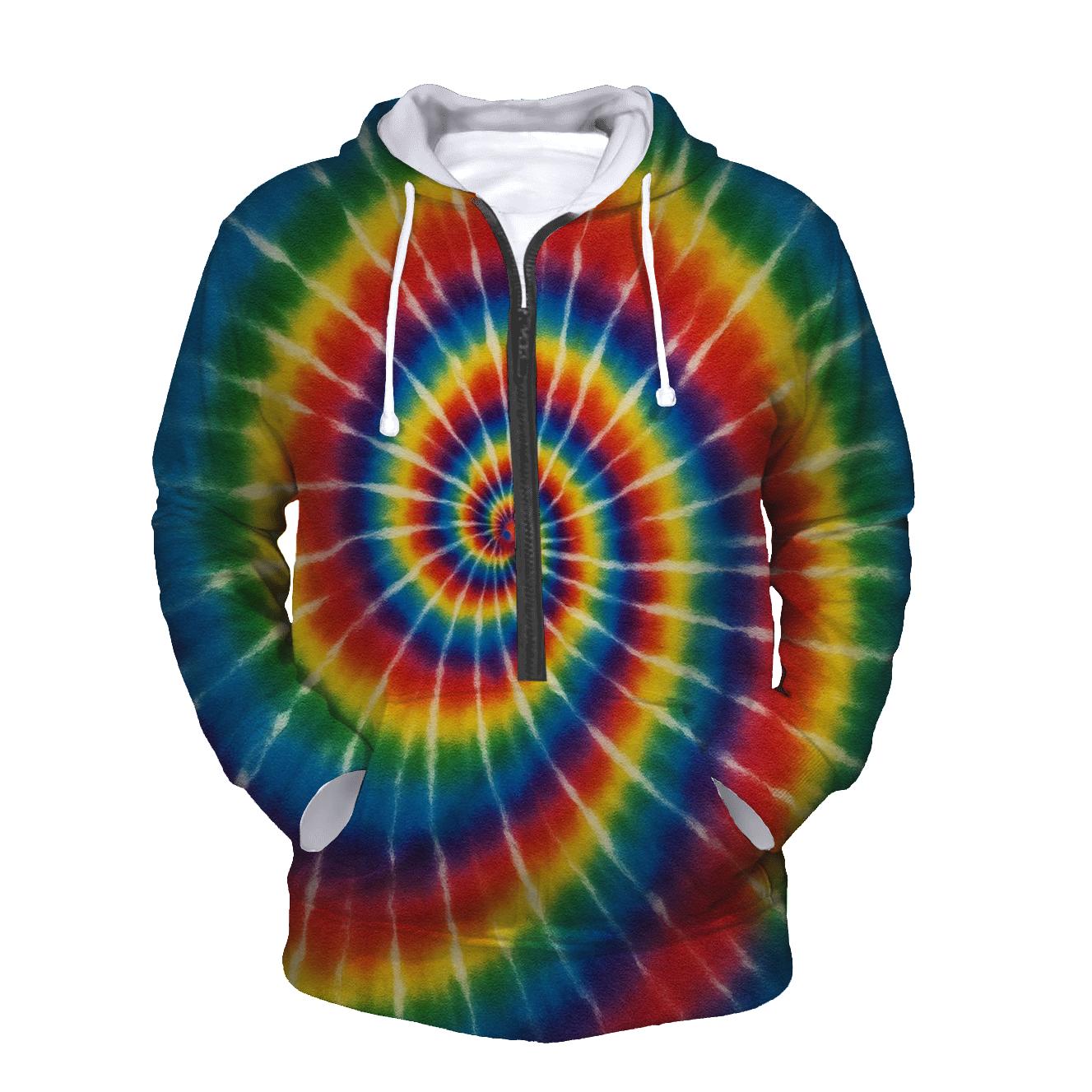Electric Rainbow Spiral Rings embroidered hoodies