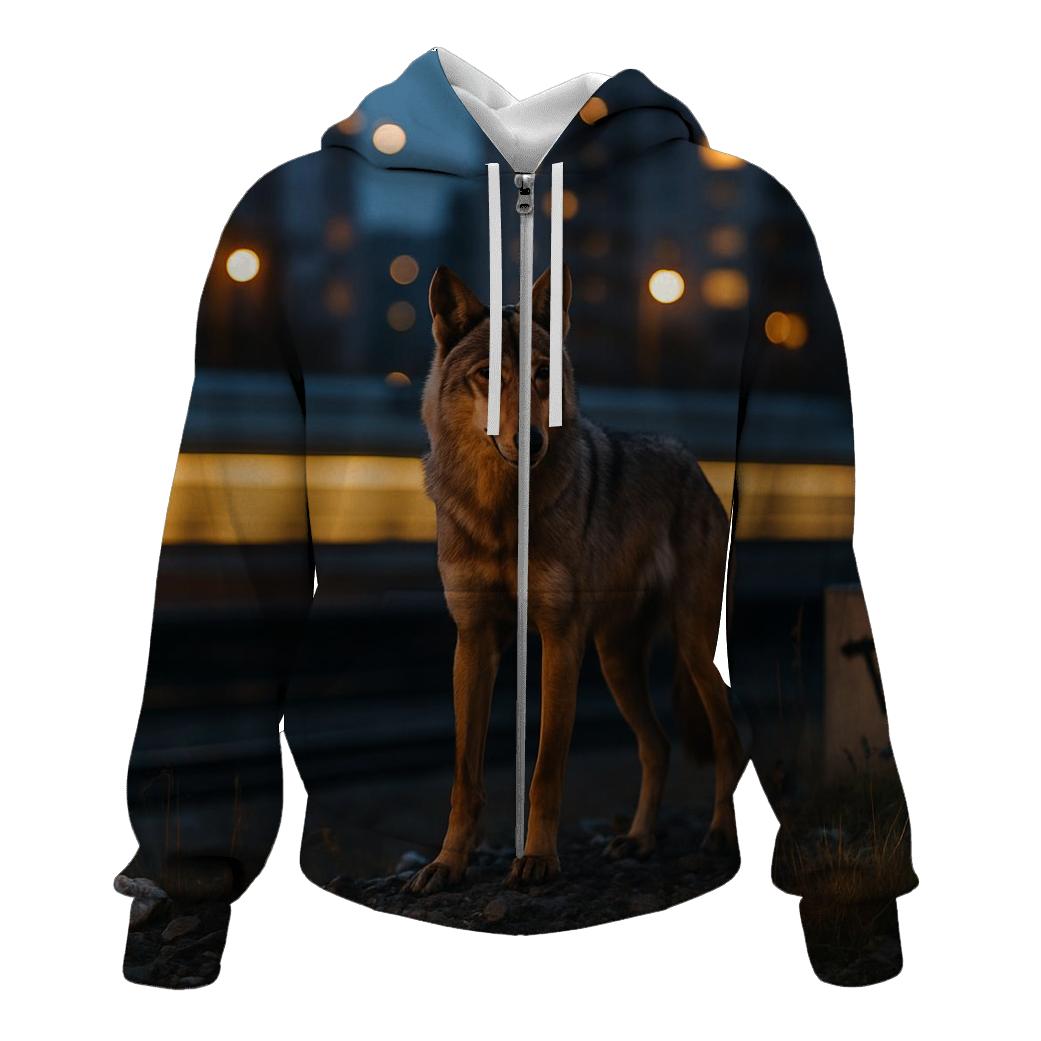Urban Edge Wolf On Railway Embankment hoodie designs