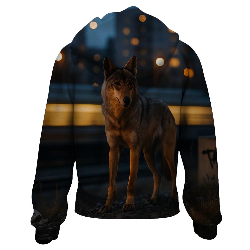 Urban Edge Wolf On Railway Embankment hoodie designs