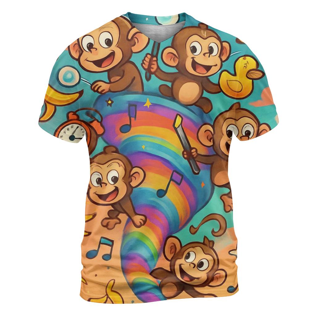 Whirlwind Of Mischief Monkeys artistic all-over print tops