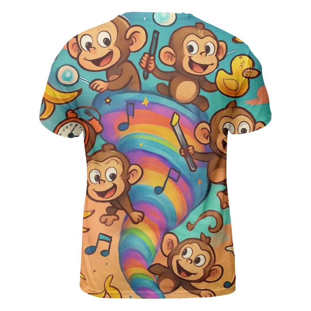 Whirlwind Of Mischief Monkeys artistic all-over print tops