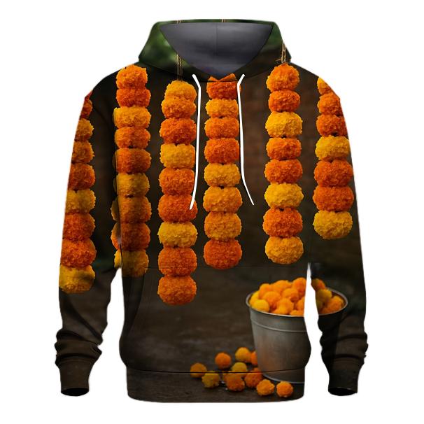 Monsoon Marigolds In Village Courtyard hoodie designs