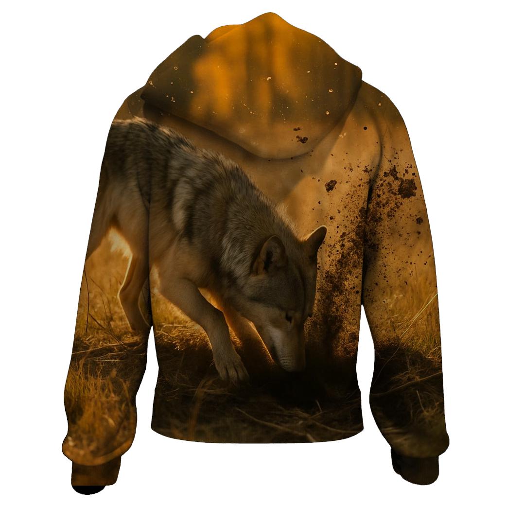 Wolf Digging For Voles In Autumn Meadow hoodie styles