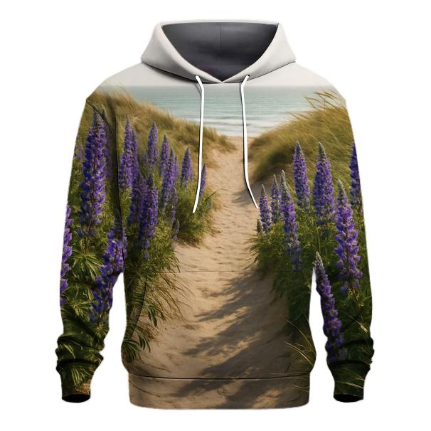 Wild Lupines Along Coastal Dune Path zip-up hoodies