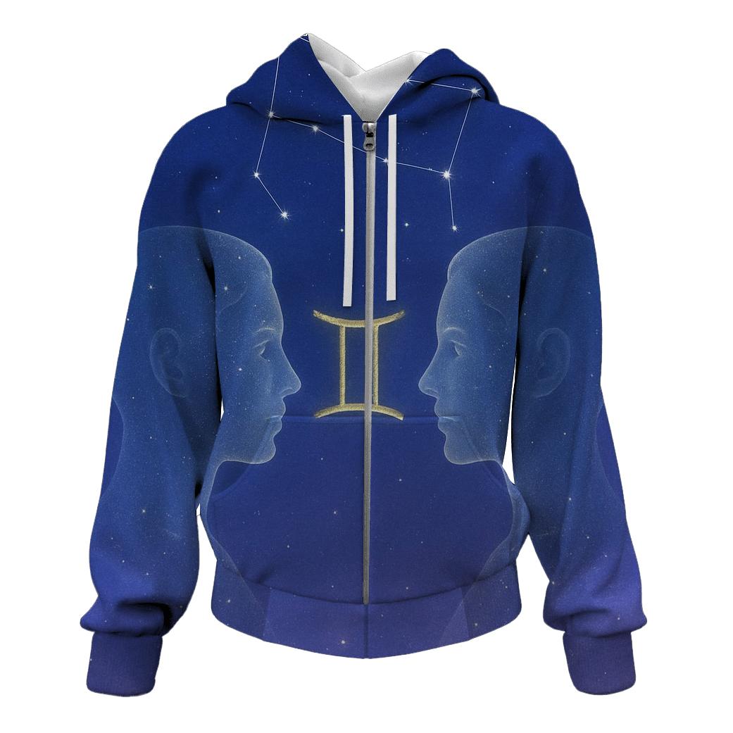 Gemini Twin Constellation Silhouette embroidered hoodies