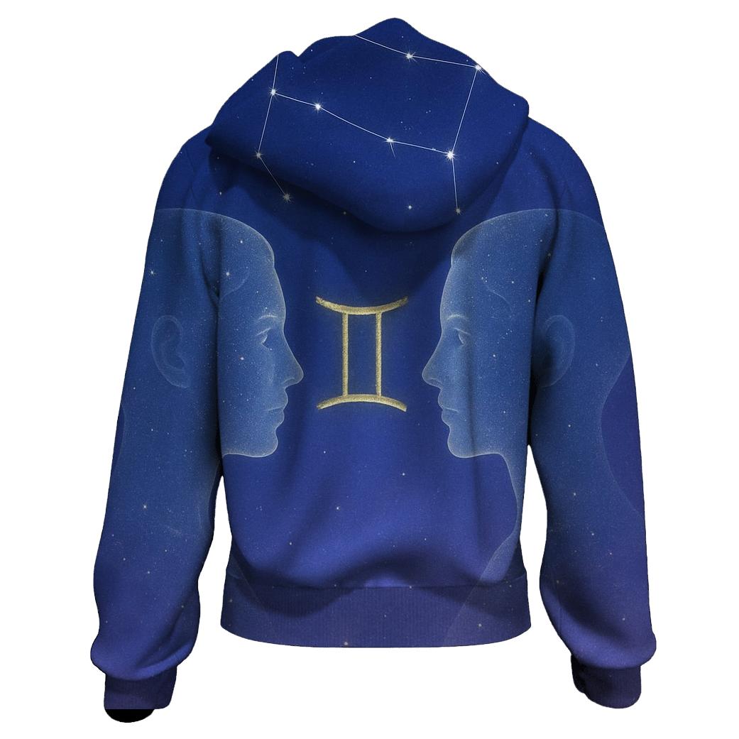 Gemini Twin Constellation Silhouette embroidered hoodies