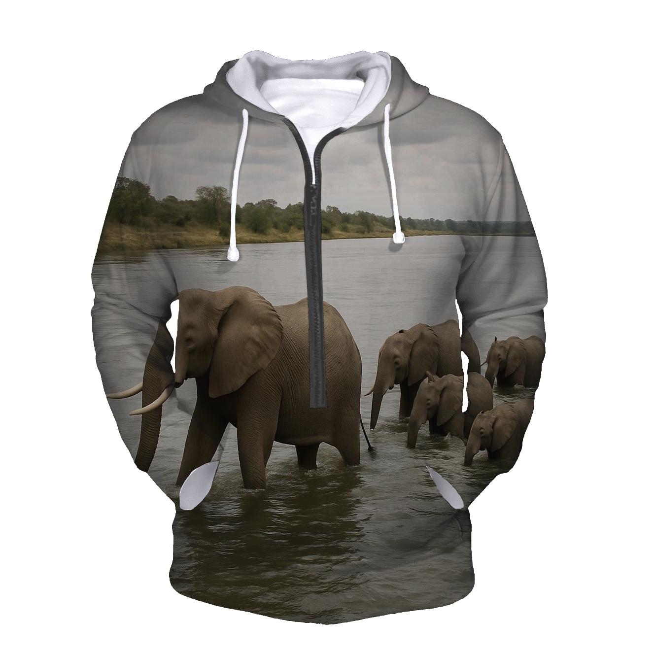 River Crossing Elephant Line premium hoodies