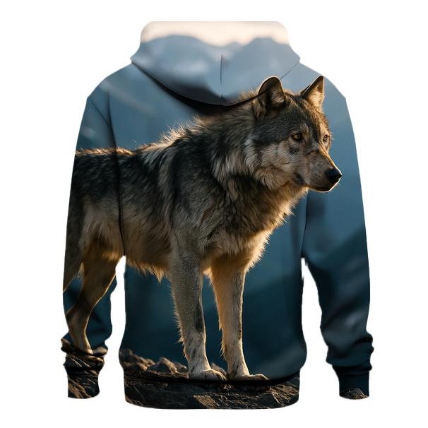Lone Wolf On Wind Carved Ridge At Dusk graphic hoodies