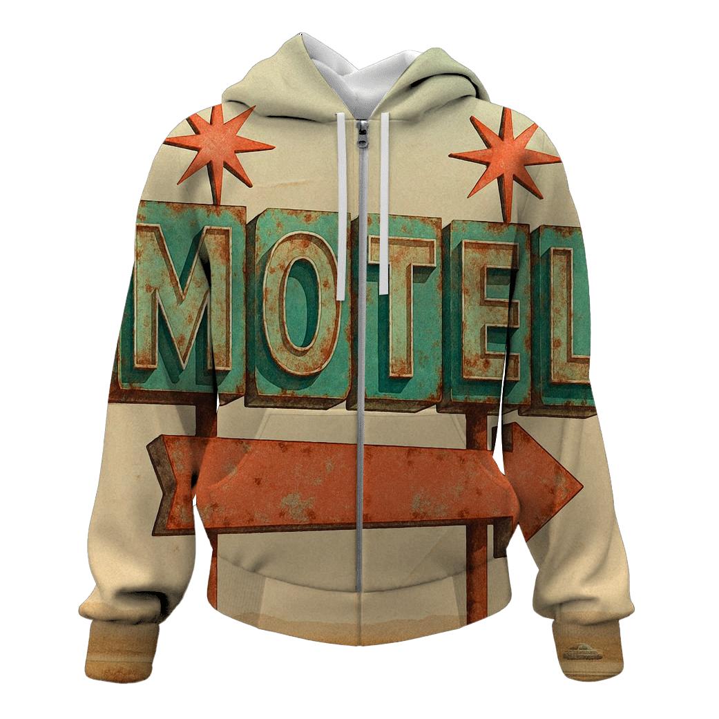 Retro Motel Roadside Sign Illustration lightweight hoodies