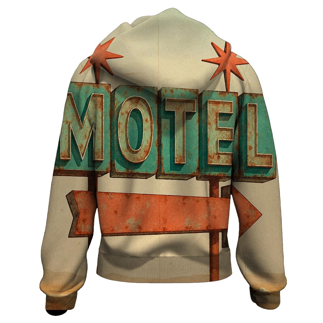 Retro Motel Roadside Sign Illustration lightweight hoodies
