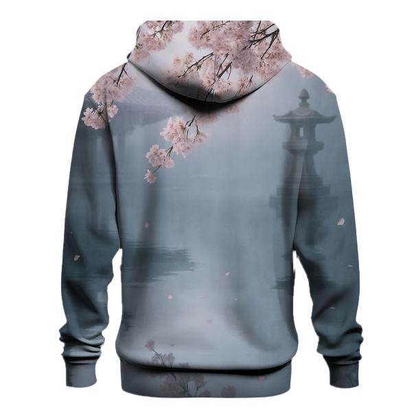 Cherry Blossoms Reflected In Temple Pond premium hoodies