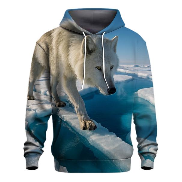 Arctic Wolf Crossing Blue Melt Pool graphic hoodies