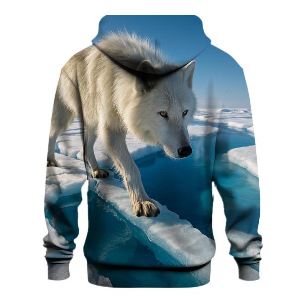 Arctic Wolf Crossing Blue Melt Pool graphic hoodies