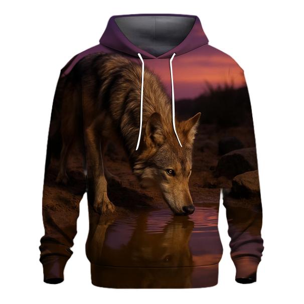 Mexican Wolf At Desert Water Hole printed hoodies