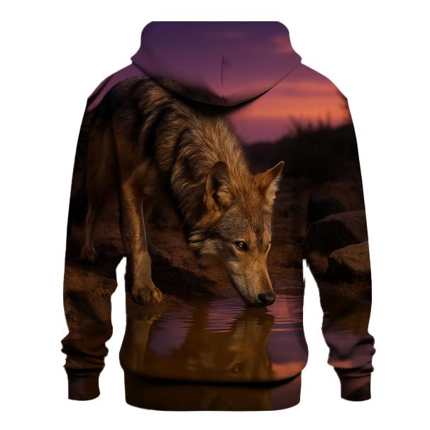 Mexican Wolf At Desert Water Hole printed hoodies
