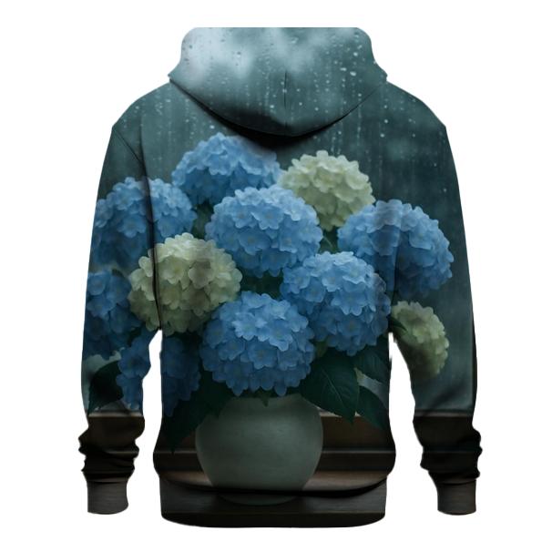 Hydrangeas Against Rain Streaked Window hoodie designs