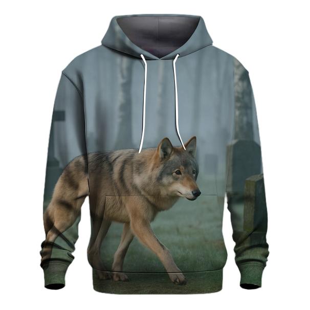 Eurasian Wolf Trotting Through Birch Cemetery graphic hoodies