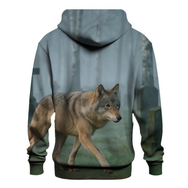 Eurasian Wolf Trotting Through Birch Cemetery graphic hoodies