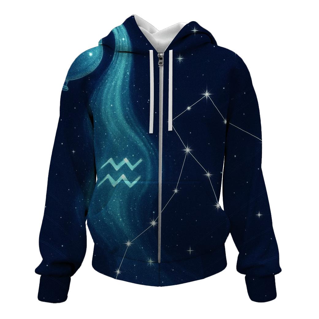 Aquarius Cosmic Water Flow graphic hoodies