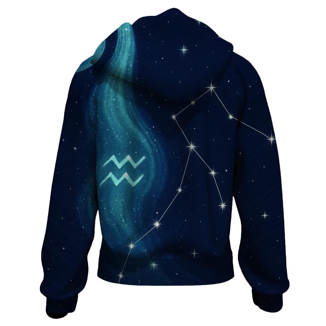 Aquarius Cosmic Water Flow graphic hoodies