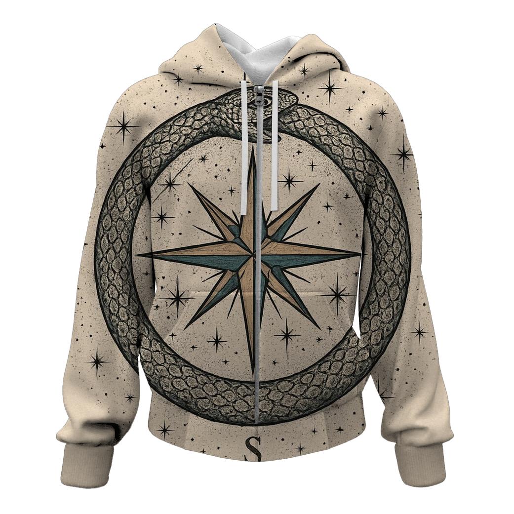 Celestial Circuit Ouroboros Compass custom hoodies