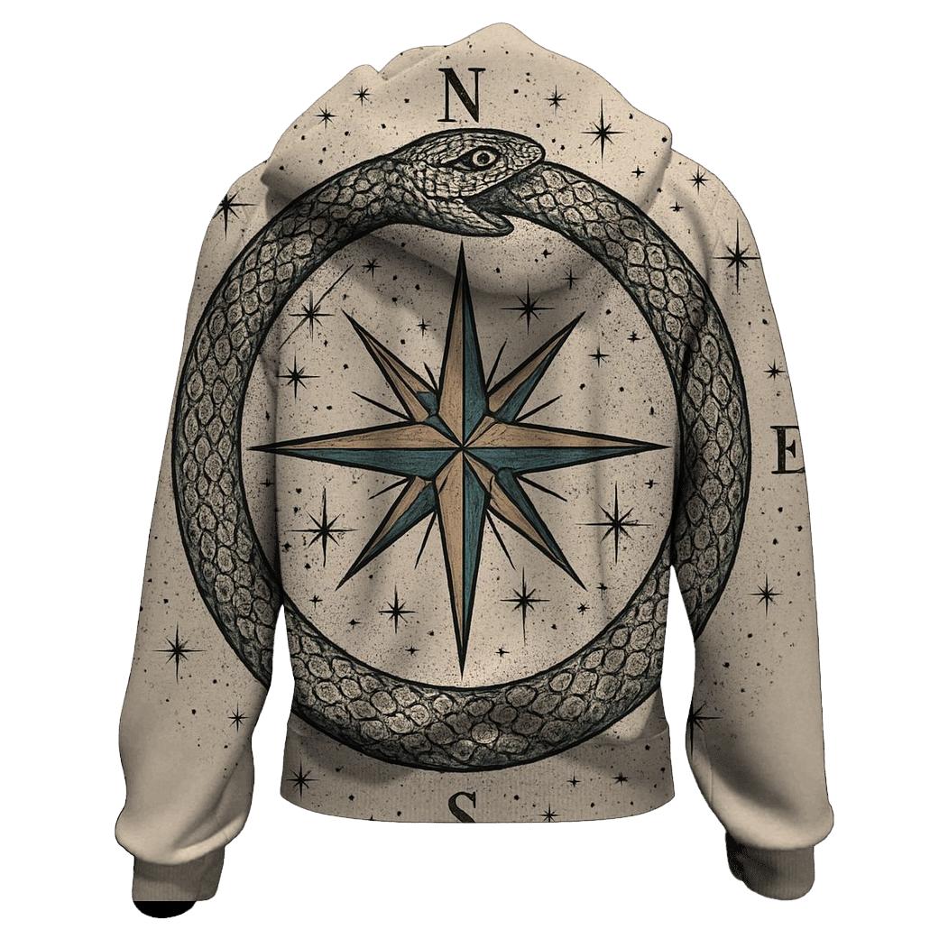 Celestial Circuit Ouroboros Compass custom hoodies