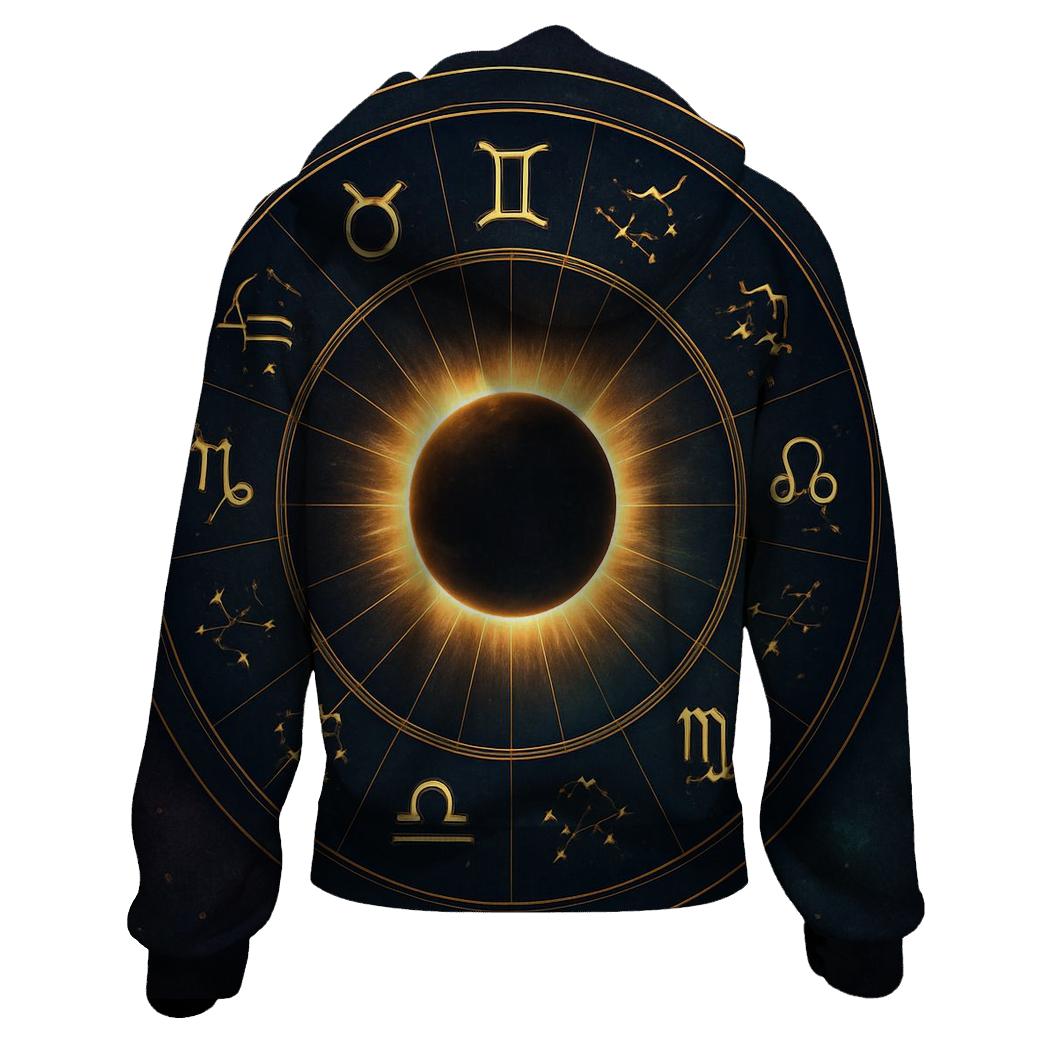 Zodiac Wheel Eclipse Mandala lightweight hoodies