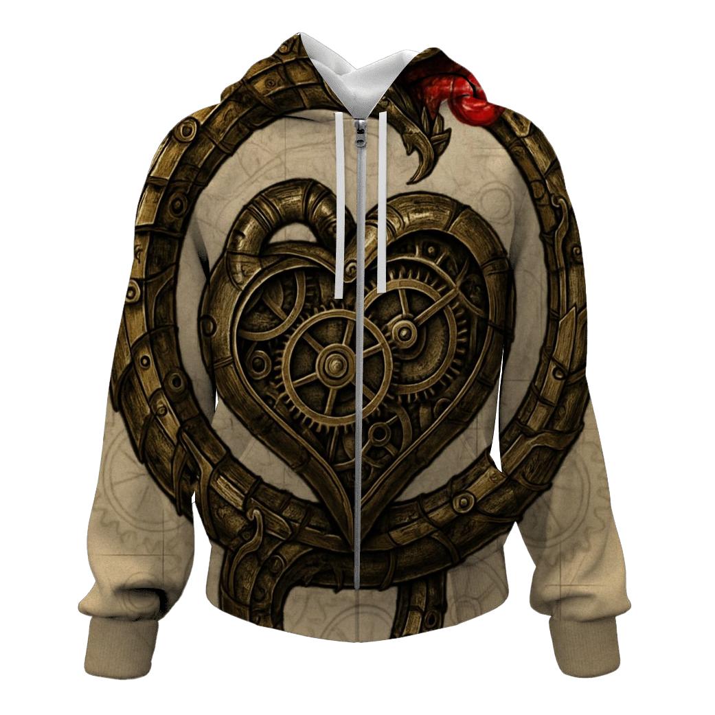 Mechanical Ouroboros Time Engine zip-up hoodies
