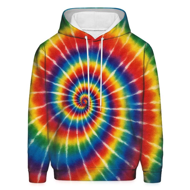 Electric Rainbow Spiral Rings printed hoodies