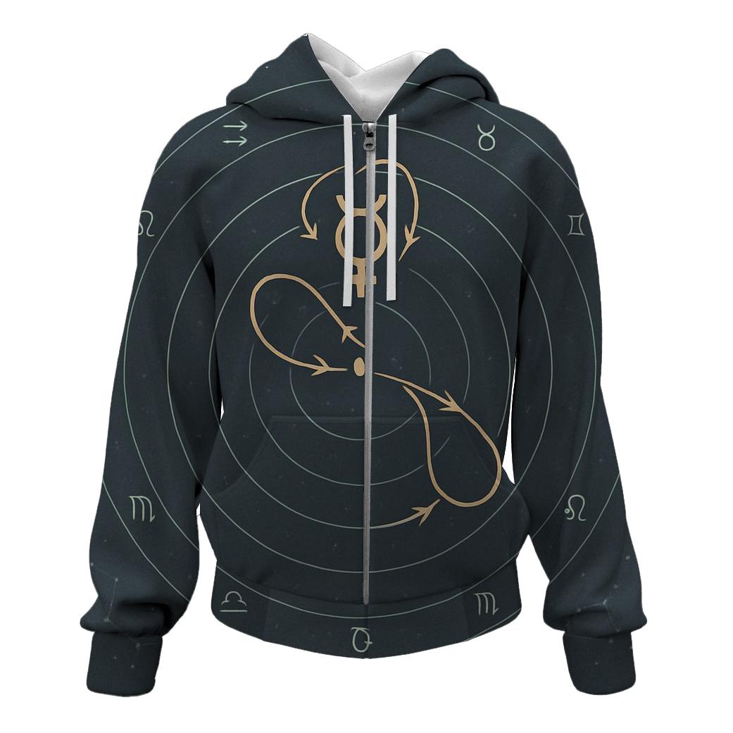 Retrograde Mercury Star Diagram zip-up hoodies